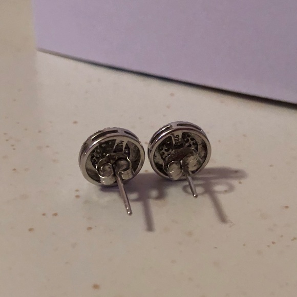 Diamond Pavé Stud Earrings in Sterling Silver - Picture 4 of 6